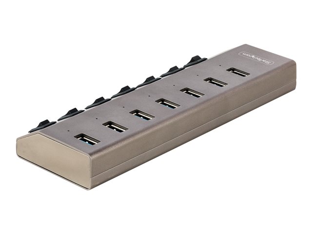 StarTech.com 7-Port Self-Powered USB-C Hub with Individual On/Off Switches, USB 3.0 5Gbps Expansion Hub w/Power Supply, Desktop/Laptop USB-C to USB-A Hub, 7x BC 1.2 (1.5A), USB Type C Hub - USB-C/A Host Cables (5G7AIBS-USB-HUB-EU) - Hub - 7 x USB 3.2