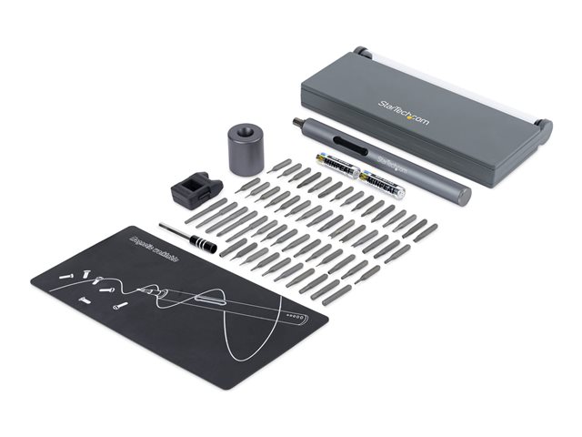 StarTech.com 55-Bit Electric Precision Screwdriver Set - Portable Cordless Battery Powered Bit Driver Kit for Electronics, Laptop, Computers, Tablet & Phone Repairs - Magnetic Work Pad - Electric precision screwdriver - cordless 4 mm - 0.35 N·m - 2 batteries