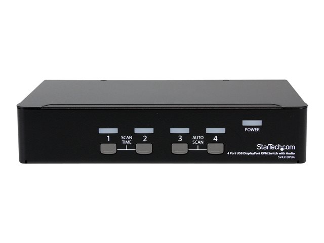 StarTech.com 4 Port DisplayPort KVM Switch w/ Audio - USB, Keyboard, Video, Mouse, Computer Switch Box for 2560x1600 DP Monitor (SV431DPUA) - KVM / audio / USB switch - 4 x KVM / audio / USB - 1 local user - desktop - for P/N: DP4N1USB6, IM12D1500P, SV431RACK, SVA12M2NEUA, SVA12M5NA