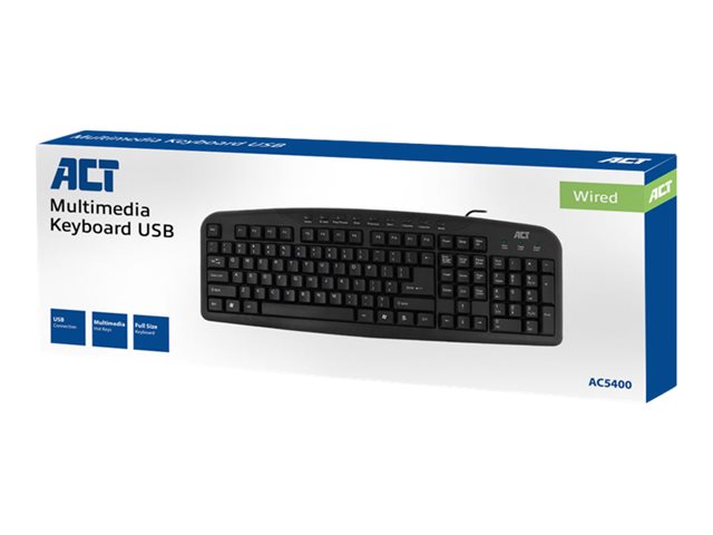ACT AC5400 - Toetsenpaneel - USB - QWERTY - VS - zwart - doos
