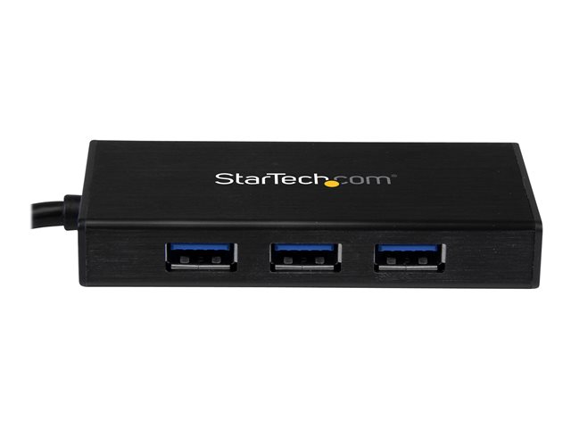 StarTech.com USB 3.0 Hub with Gigabit Ethernet Adapter - 3 Port - NIC - USB Network / LAN Adapter - Windows & Mac Compatible (ST3300GU3B) - Hub - 3 x SuperSpeed USB 3.0 + 1 x 10/100/1000 - desktop - for P/N: PEXUSB3S2EI, PEXUSB3S42, PEXUSB3S7, SVA5H2NEUA