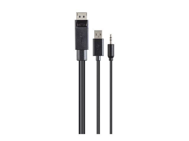Belkin Secure KVM Combo Cable - Keyboard / mouse / video / audio cable - TAA Compliant - USB, mini jack, DisplayPort (M) to stereo mini jack, USB Type B, DisplayPort (M) - 3.04 m - black
