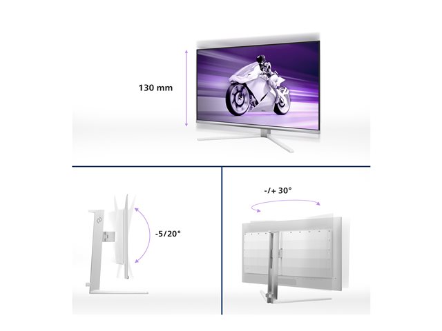 Philips Evnia 8000 32M2N8900 - OLED monitor - gaming - 32\" (31.5\" viewable) - 3840 x 2160 4K @ 240 Hz - 1000 cd/m² - 1500000:1 - DisplayHDR 400 True Black - 0.03 ms - 2xHDMI, DisplayPort, USB-C - speakers - white