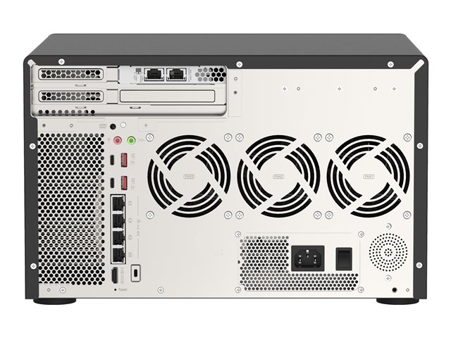 QNAP TVS-h1288X - NAS server - 12 bays - SATA 6Gb/s - RAID RAID 0, 1, 5, 6, 10, 50, JBOD, 5 hot spare, 6 hot spare, 60, 10 hot spare, RAID TP - RAM 16 GB - Gigabit Ethernet / 2.5 Gigabit Ethernet / 10 Gigabit Ethernet - iSCSI support