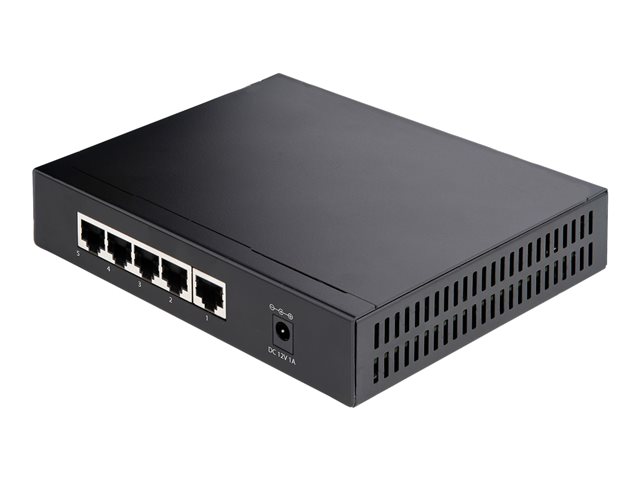 StarTech.com Unmanaged 2.5G Switch, 5 Port Gigabit Switch, 2.5GBASE-T Unmanaged Ethernet Switch, Ethernet Splitter, Din Rail or Wall Mount, Multi-Gigabit, All-Metal, Auto-MDIX, 9K Jumbo - 2.5 Gb Network Switch - Switch - unmanaged - 5 x 10/100/1000/2.5G - wall-mountable, desktop - DC power