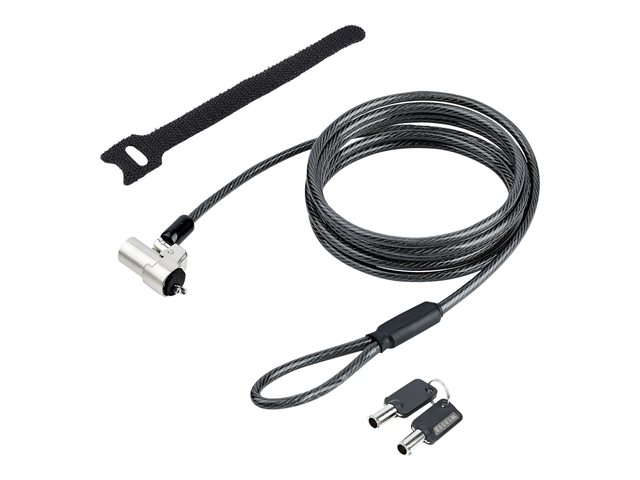 StarTech.com Laptop cable lock 6Ft Compatible With Noble Wedge, Laptop Cable Lock, 6Ft (2m), Anti-Theft Keyed Lock, Security Cable Lock For Dell XPS/Latitude, Cut-Resistant Steel Cable Lock For Laptop (NBLWK-LAPTOP-LOCK) - Security cable lock - silver, black - 2 m
