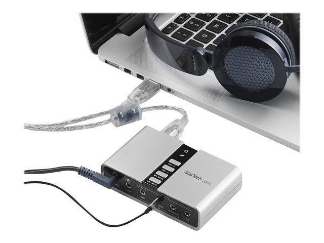 StarTech.com 7.1 USB Sound Card - External Sound Card for Laptop with SPDIF Digital Audio - Sound Card for PC - Silver (ICUSBAUDIO7D) - Sound card - 48 kHz - 7.1 - USB 2.0 - for P/N: MU15MMS, MU6MMS