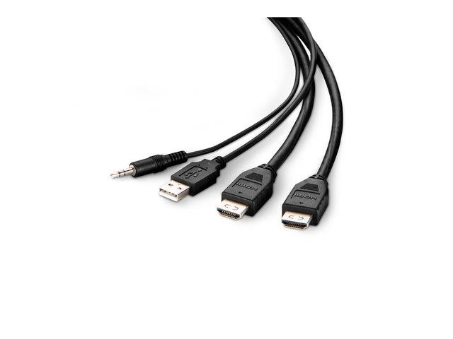 Belkin Secure KVM Combo Cable - Video / USB / audio cable - TAA Compliant - USB, mini jack, HDMI (M) to USB Type B, mini jack, HDMI (M) - 1.83 m - passive, 4K support - black