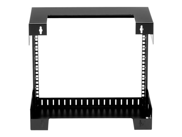 StarTech.com 8U 19\" Wall Mount Network Rack - 12\" Deep 2 Post Open Frame Server Room Rack for Data/AV/IT/Computer Equipment/Patch Panel with Cage Nuts & Screws 135lb Capacity, Black (RK812WALLO) - Rack - black - 8U - 19\" - for P/N: CABCAGENUTS6, CABSCREWM52, CABSCREWSM6, CABSCRWM520, CABSCRWM620, CABSCRWS1224