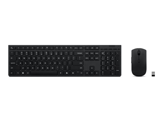 Lenovo Professional - Keyboard and mouse set - wireless - 2.4 GHz, Bluetooth - QWERTY - US with Euro symbol - grey - brown box