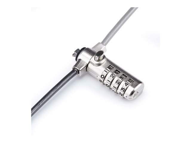 StarTech.com Slim Lock K-Slot Compatible, 6.6ft Combination Locking Cable - Security cable lock - black & silver - 2 m