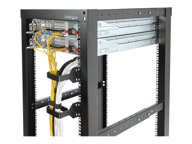 StarTech.com 2.4 x 3.9in Vertical Cable Management D Ring - 1.5U Metal D-Ring Hooks - Wire Organizer for 2 or 4-Post Network/Server Racks (CMHOOKMW) - Cable management ring - black - 1U - for P/N: RACK-18U-20-WALL-OA, RACK-21U-20-WALL-OA, RACK-24U-20-WALL-OA, RK3236BKF, RKQMCAB12V2