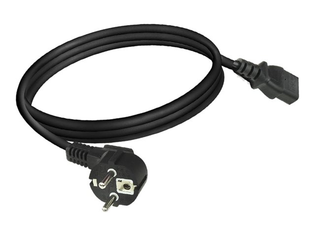 Voedingskabel - power CEE 7/7 (M) gehoekt naar power IEC 60320 C13 recht - 250 V wisselstroom V - 6 A - 2 m - zwart