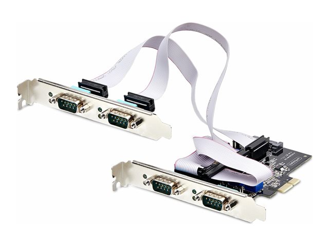 StarTech.com 4-Port Serial PCIe Card, Quad-Port PCI Express to RS232/RS422/RS485 (DB9) Serial Card, Low-Profile Bracket Incl., 16C1050 UART, TAA-Compliant, For Windows/Linux, TAA Compliant - Level-4 ESD Protection (PS74ADF-SERIAL-CARD) - Serial adapt