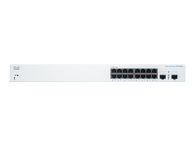 Cisco Business 220 Series CBS220-16T-2G - Switch - smart - 16 x 10/100/1000 + 2 x Gigabit SFP (uplink) - rack-mountable