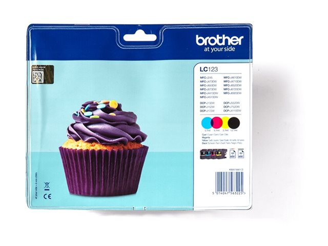 Brother LC123 - 4-pack - black, yellow, cyan, magenta - original - blister - ink cartridge - for Brother DCP-J100, DCP-J105, DCP-J132W, DCP-J4110DW, DCP-J552DW, DCP-J752DW