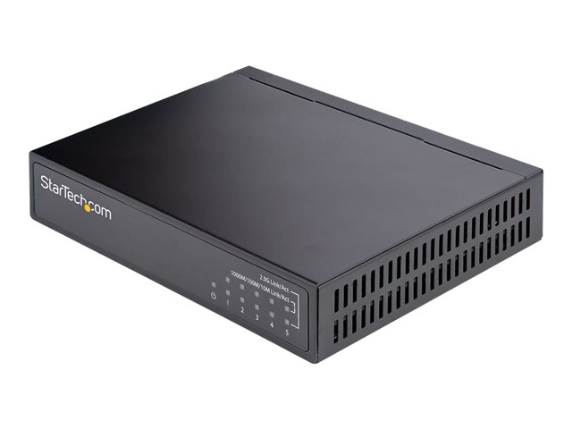 StarTech.com Unmanaged 2.5G Switch, 5 Port Gigabit Switch, 2.5GBASE-T Unmanaged Ethernet Switch, Ethernet Splitter, Din Rail or Wall Mount, Multi-Gigabit, All-Metal, Auto-MDIX, 9K Jumbo - 2.5 Gb Network Switch - Switch - unmanaged - 5 x 10/100/1000/2.5G - wall-mountable, desktop - DC power