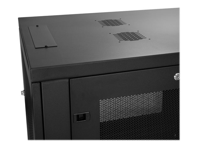 StarTech.com 2 Post 6U 19\" Wall Mount Network Cabinet, 15\" Deep Locking IT Switch Depth Enclosure, Vented Computer/Electronics Equipment Data Rack with Shelf & Hook & Loop Tape /Assembled - 19 Inch Wall Cabinet (RK616WALM) - Rack enclosure cabinet - wall mountable - black - 6U