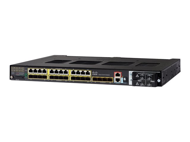 Cisco Industrial Ethernet 4010 Series - Switch - Managed - 12 x 10/100/1000 (PoE+) + 4 x 10/100/1000/SFP (uplink) + 12 x 10/100/1000/SFP - DIN rail mountable - refurbished - TAA Compliant