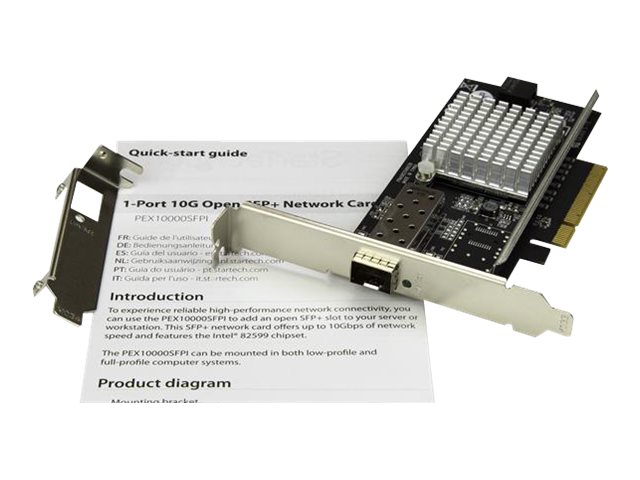 StarTech.com 10G Network Card - MM/SM - 1x Single 10G SPF+ slot - Intel 82599 Chip - Gigabit Ethernet Card - Intel NIC Card (PEX10000SFPI) - Network adapter - PCIe 2.0 x8 - 10GbE - 10GBase-LR, 10GBase-SR, 10GBase-LRM - black - for P/N: SFP10GBBXDST, SFP10GBBXUST, SFP10GBLRMST, SFP10GBLRST, SFP10GBSRST, SFP10GBZRST