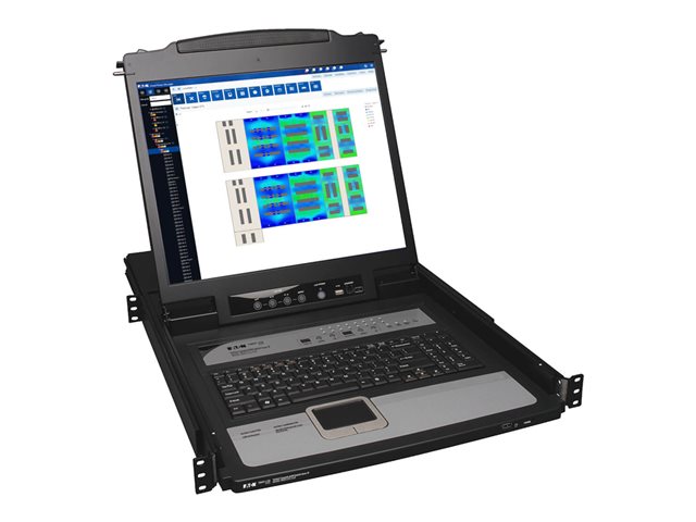 Eaton Tripp Lite Series 16-Port IP KVM Switch Rack Console w/ 19\" LCD 1U - KVM console with KVM switch - 16 ports - PS/2, USB - 19\" - rack-mountable - 1280 x 1024 @ 75 Hz - VGA - black - 1U