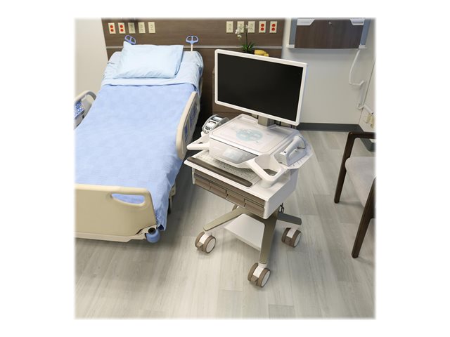 Ergotron CareFit Pro - Cart - Electric Lift - for LCD display / PC equipment - lockable - medical - white, warm grey - screen size: up to 27\" - 320 Wh - lithium iron phosphate - TAA Compliant