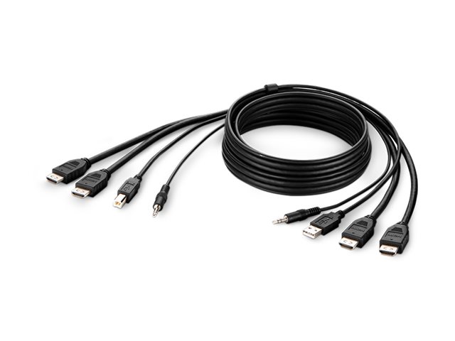 Belkin Secure KVM Combo Cable - Video / USB / audio cable - TAA Compliant - USB, mini jack, HDMI (M) to USB Type B, mini jack, HDMI (M) - 1.83 m - passive, 4K support - black