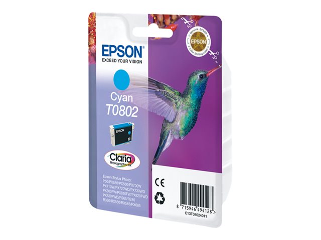 Ink Cartridge T0802 Cyan Blister W/ RF+A