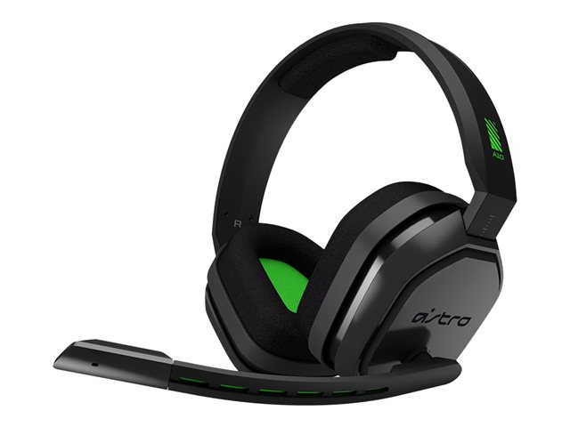 ASTRO A10 - Headset - full size - wired - 3.5 mm jack - grey, green - for Xbox One, Xbox One S, Xbox One X