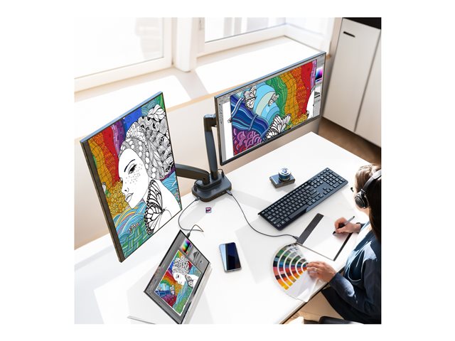 ERGONOMIC DUAL-MONITOR MOUNT MOUNT WITH
