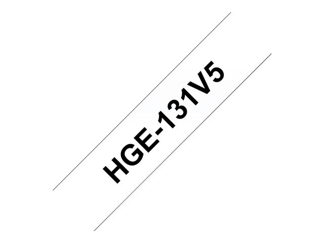 Brother HGE-131V5 - Black on clear - Roll (1.2 cm x 8 m) 5 cassette(s) laminated tape - for P-Touch PT-9500pc, PT-9700PC, PT-9800PCN, P-Touch R RL-700S