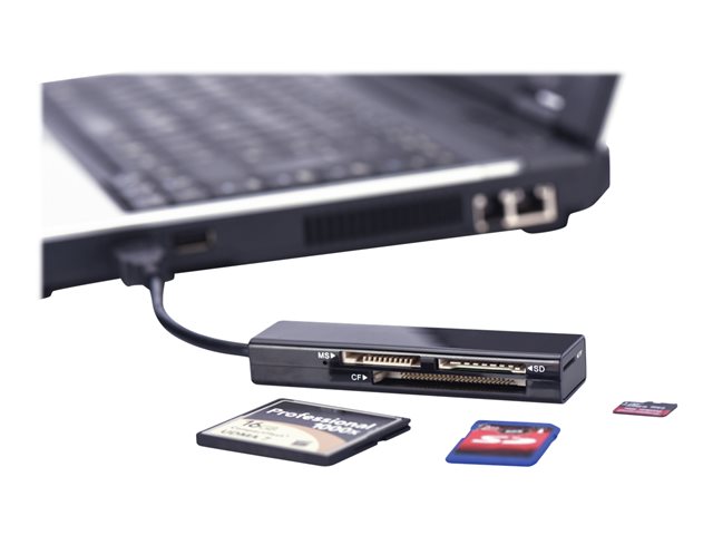 USB 3.0 CARD READER 4-PORT SUPPORTS MSSDT-FLASHCF FORMATS BLACK