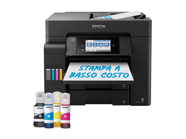Epson EcoTank ET-5800 - Multifunction printer - colour - ink-jet - A4 (210 x 297 mm) (original) - A4 (media) - up to 25 ppm (printing) - 550 sheets - 33.6 Kbps - USB 2.0, LAN, Wi-Fi(ac) - black