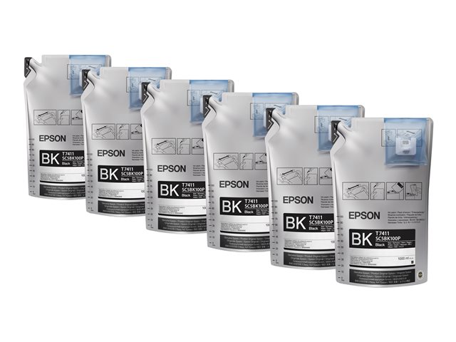 Epson T741X - 6-pack - 1 L - black - original - ink refill - for SureColor F6070, F6200, F7070, F7200, F9200, SC-F6200, F7000, F7100, F7200, F9200, F9300