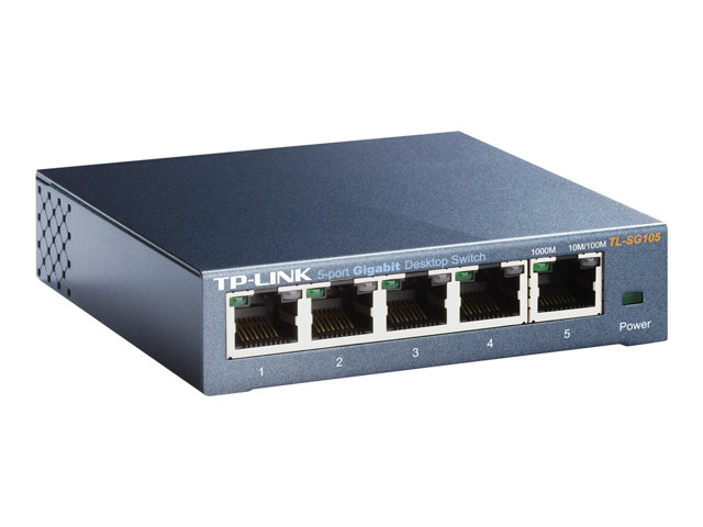 TP-Link TL-SG105 5-Port Metal Gigabit Switch - Switch - unmanaged - 5 x 10/100/1000 - desktop