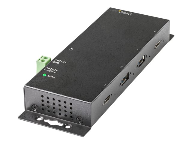 StarTech.com 4 Port USB C Hub 10Gbps, Metal Industrial USB-C Hub, 2x USB-C & 2x USB-A, ESD Surge Protection, USB-C or USB-A Host, Self-Powered, Mountable USB 3.1 Gen 2 Type-C Hub - Commercial/Rugged USB Hub - Hub - 2 x USB 3.2 Gen 2 + 2 x USB-C 3.2 Gen 2 - desktop