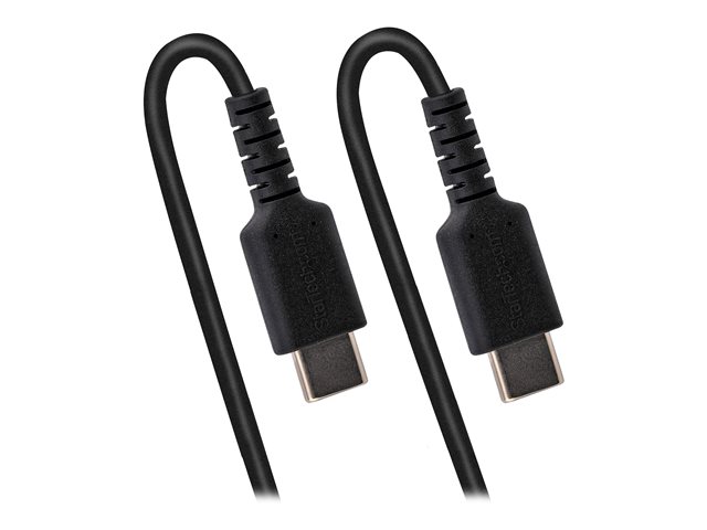StarTech.com 20in (50cm) USB C Charging Cable, Coiled Heavy Duty Fast Charge & Sync USB-C Cable, High Quality USB 2.0 Type-C Cable, Rugged Aramid Fiber, TPE, 3A, S20, iPad, Pixel - Durable Male to Male USB, Black - USB cable - 24 pin USB-C (M) to 24 pin USB-C (M) - USB 2.0 - 3 A - 50 cm - coiled - black