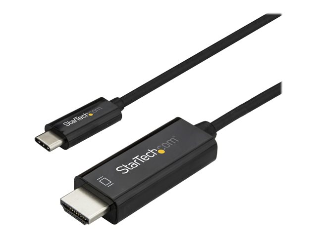 StarTech.com 6ft (2m) USB C to HDMI Cable, 4K 60Hz USB Type C to HDMI 2.0 Video Adapter Cable, Thunderbolt 3 Compatible, Laptop to HDMI Monitor/Display, DP 1.2 Alt Mode HBR2 Cable, Black - 4K USB-C Video Cable (CDP2HD2MBNL) - Adapter cable - 24 pin USB-C male to HDMI male - 2 m - black - 4K60Hz (3840 x 2160) support - for P/N: TB4CDOCK