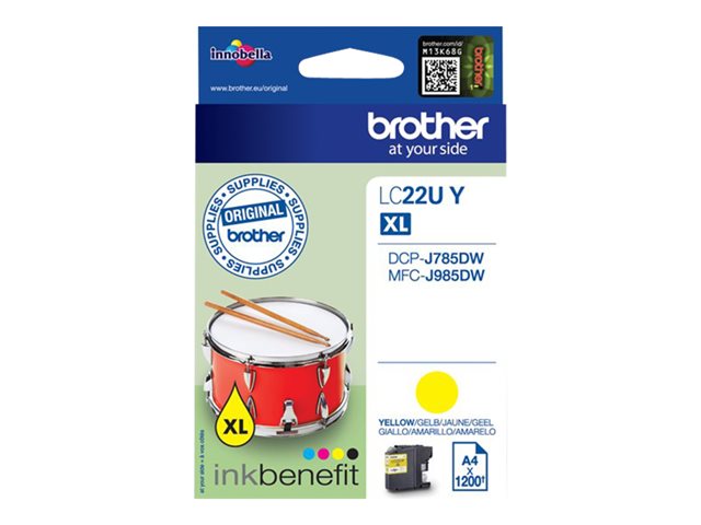 Brother LC22UY - XL - yellow - original - ink cartridge - for Brother DCP-J785DW, DCP-J785DWXL, MFC-J985DW, INKvestment Work Smart MFC-J985DW