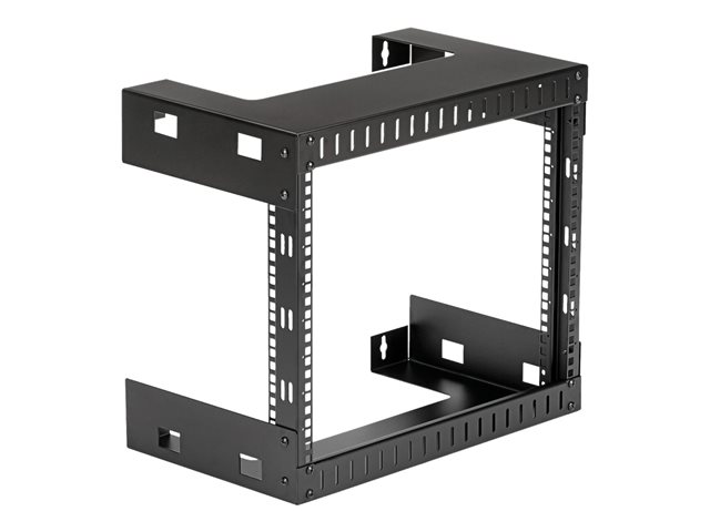 StarTech.com 8U 19\" Wall Mount Network Rack - 12\" Deep 2 Post Open Frame Server Room Rack for Data/AV/IT/Computer Equipment/Patch Panel with Cage Nuts & Screws 135lb Capacity, Black (RK812WALLO) - Rack - black - 8U - 19\" - for P/N: CABCAGENUTS6, CABSCREWM52, CABSCREWSM6, CABSCRWM520, CABSCRWM620, CABSCRWS1224