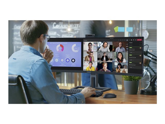 Philips 45B1U6900CH - 6000 Series - LED monitor - curved - 45\" (44.5\" viewable) - 5120 x 1440 Dual Quad HD @ 75 Hz - VA - 450 cd/m² - 3000:1 - DisplayHDR 400 - 4 ms - 2xHDMI, DisplayPort, 2xUSB-C - speakers - black
