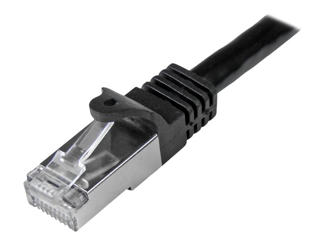 StarTech.com 2m CAT6 Ethernet Cable, 10 Gigabit Shielded Snagless RJ45 100W PoE Patch Cord, CAT 6 10GbE SFTP Network Cable w/Strain Relief, Black, Fluke Tested/Wiring is UL Certified/TIA - Category 6 - 26AWG (N6SPAT2MBK) - Patch cable - RJ-45 (M) to RJ-45 (M) - 2 m - SFTP - CAT 6 - molded, snagless - black