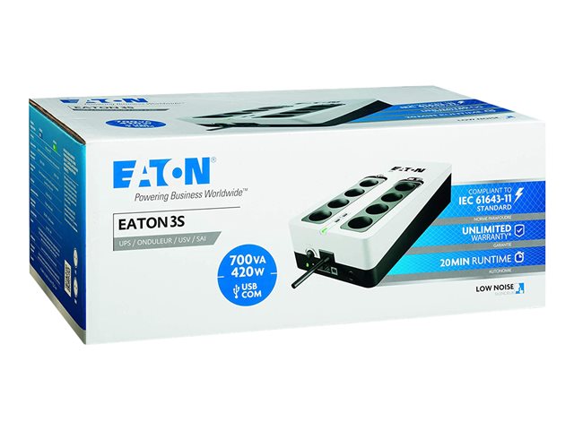 Eaton 3S 700 - UPS - AC 220-240 V - 420 Watt - 700 VA - 1-phase - USB - output connectors: 8