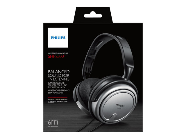 Philips SHP2500 - Headphones - full size - wired - 3.5 mm jack, 6.35 mm jack