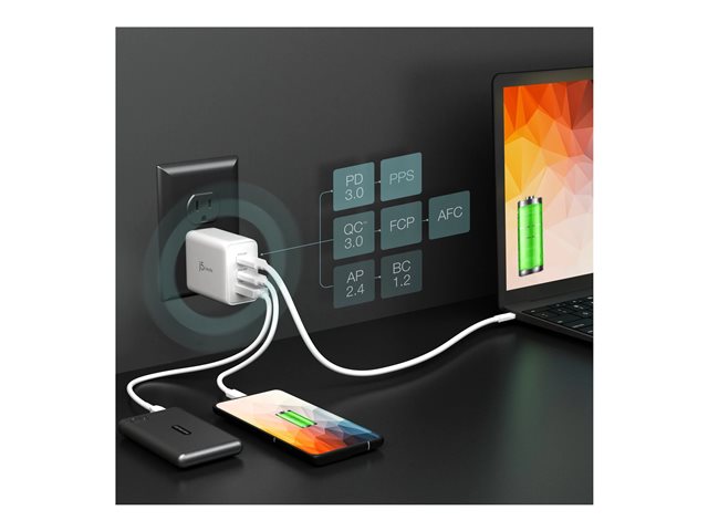 65W GaN USB-C 3-Port Charger - EU White