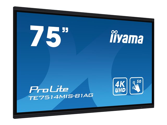 iiyama ProLite TE7514MIS-B1AG - 75\" Diagonal Class LED-backlit LCD display - interactive digital signage - with touchscreen - 4K UHD (2160p) 3840 x 2160 - matte black