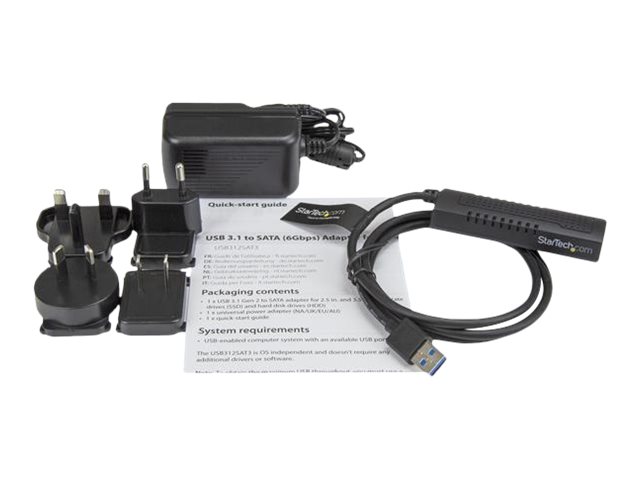 StarTech.com USB to SATA Adapter Cable - 2.5in and 3.5in Drives - USB 3.1 - 10Gbps - External Hard Drive Cable - Hard Drive Adapter Cable (USB312SAT3) - Storage controller - 2.5\", 3.5\" - SATA 6Gb/s - USB 3.1 (Gen 2) - black