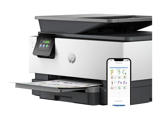 HP Officejet Pro 9120b All-in-One - Multifunction printer - colour - ink-jet - Legal (216 x 356 mm) (original) - A4/Legal (media) - up to 19 ppm (copying) - up to 20 ppm (printing) - 250 sheets - 33.6 Kbps - USB 2.0, LAN, Wi-Fi(n), USB host