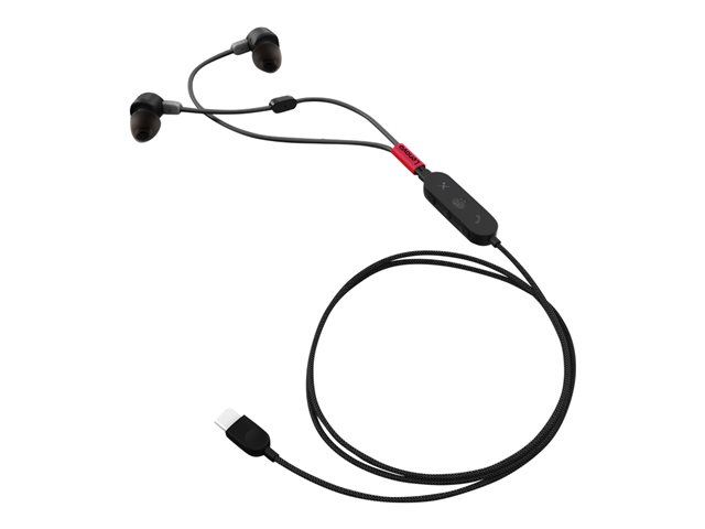 Lenovo Go - Headset - in-ear - wired - active noise cancelling - USB-C - thunder black - Certified for Skype for Business, Certified for Microsoft Teams - for K14 Gen 1, ThinkCentre M60q Chromebox, M70t Gen 3, M75t Gen 2, ThinkPad P15v Gen 3