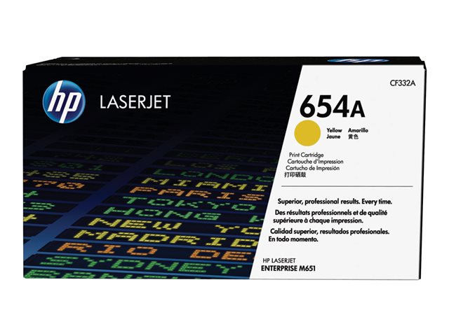 HP 654A - Yellow - original - LaserJet - toner cartridge (CF332A) - for Color LaserJet Enterprise M651dn, M651n, M651xh, Color LaserJet Managed M651dnm, M651xhm